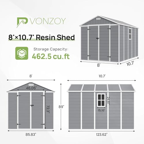 Outdoor Storage Shed with Floor, Lockable Door & Window, Waterproof Tool Shed M47080