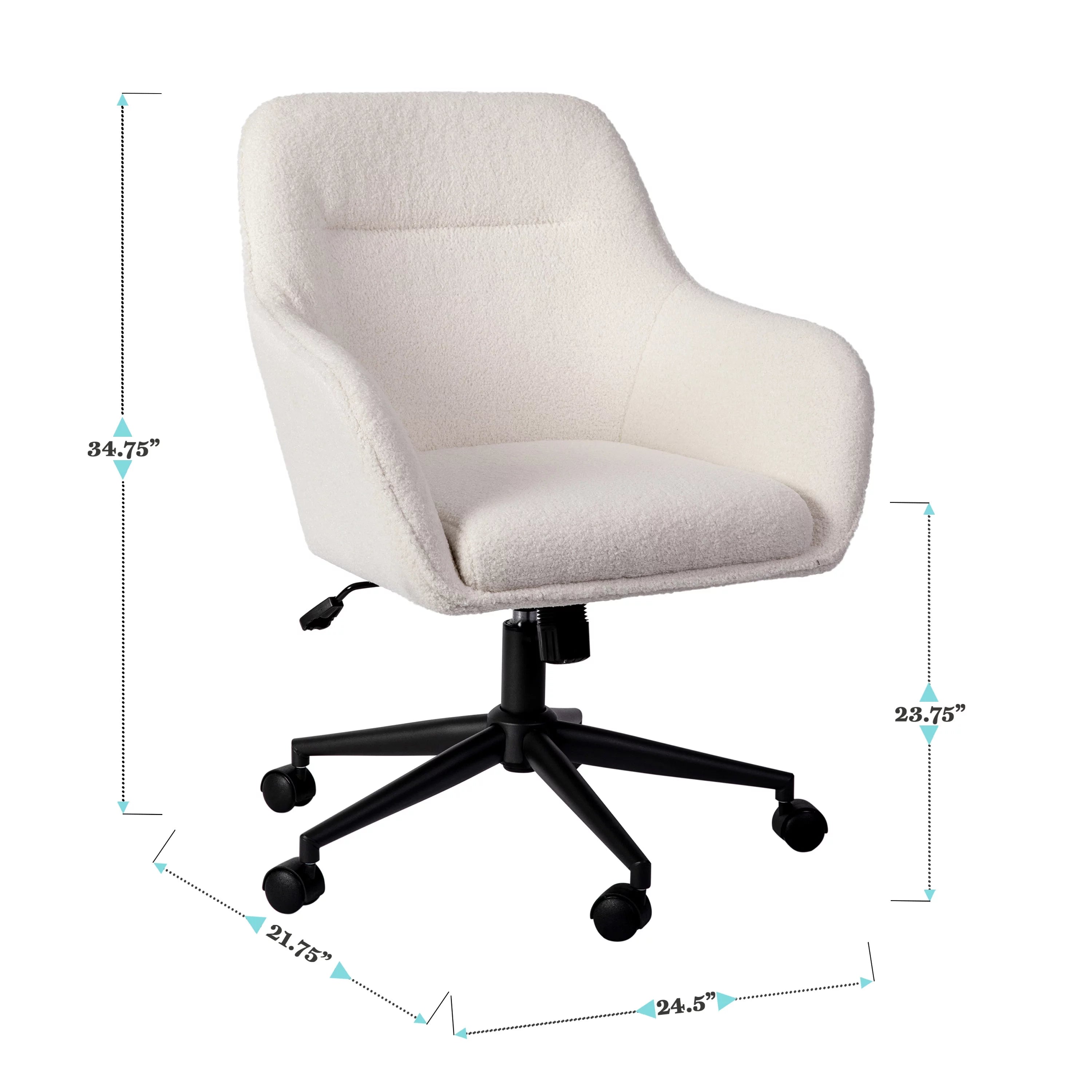 Upholstered Office Chair in White and Bronze D308