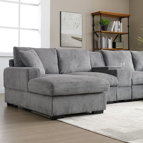 Modular Sectional Sofa with Ottoman, U-Shaped Lounge Couch H930