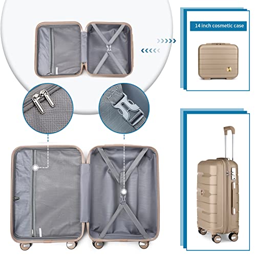 20" Carry On Luggage and 14" Mini Cosmetic Case Travel Set Lightweight Hardside Suitcase with Spinner Wheels F41633