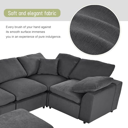 Modular Sectional Sofa with Ottoman, U-Shaped Lounge Couch H930