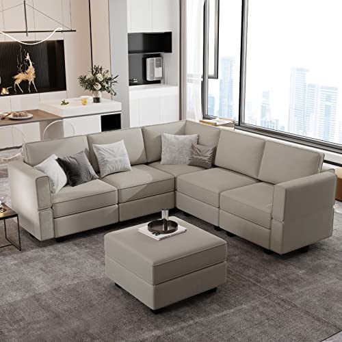 Modular Velvet Sectional Sofa with Chaise Lounge and Storage X4138