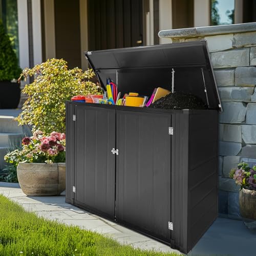 Outdoor Storage Shed, Resin Cabinet with Lockable Weatherproof Design O6489