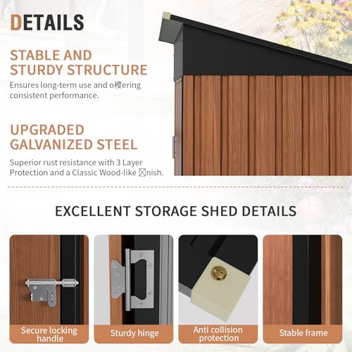 Metal Storage Shed 5x3 ft with Lockable Door for Garden and Backyard B82351