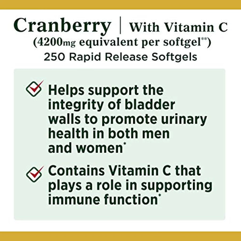 Cranberry Pills with Vitamin C, 4200mg, 250 Softgels Z236965