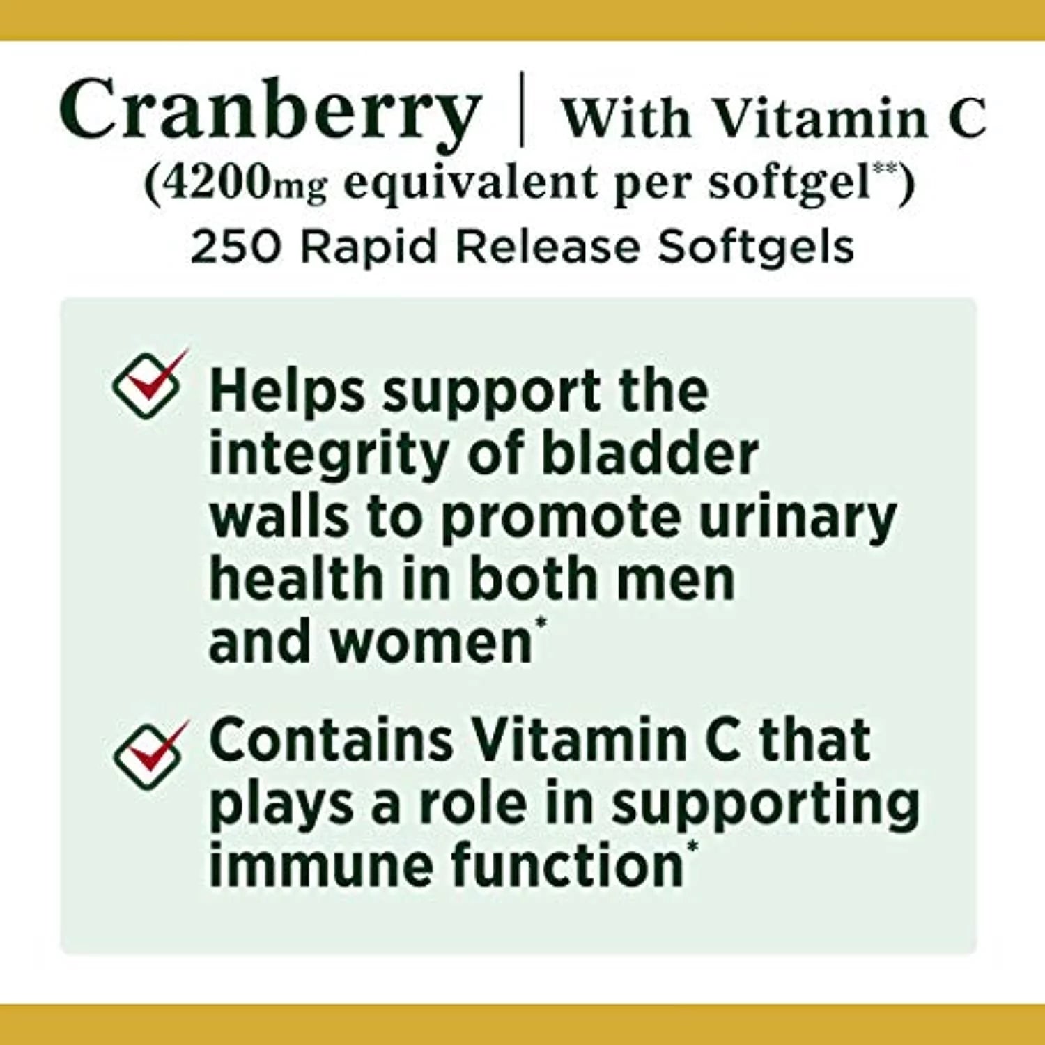 Cranberry Pills with Vitamin C, 4200mg, 250 Softgels Z236965