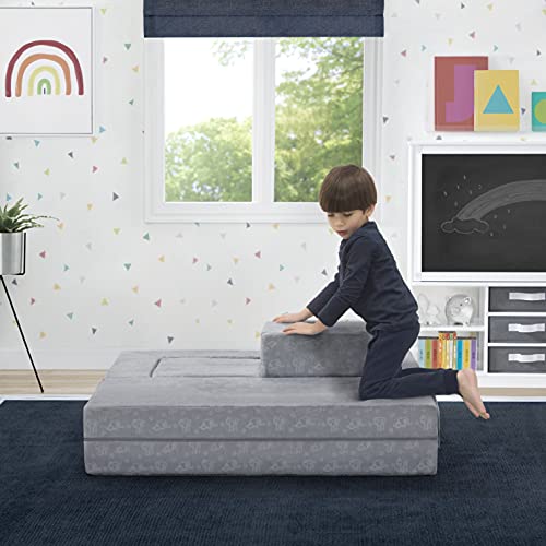 Convertible Sofa & Play Set for Kids and Toddlers with 2 Ottomans, Grey J8536