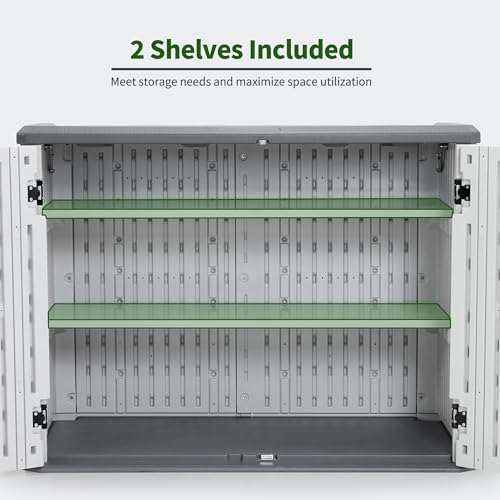 Plastic Storage Shed 4.3 x 2.5 ft, Waterproof Outdoor Cabinet with Floor L995
