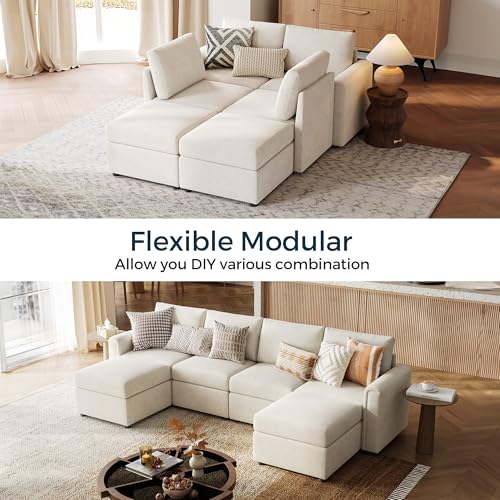 Modular Sectional Sofa with Storage, U Shaped Couch, Blue Y4358