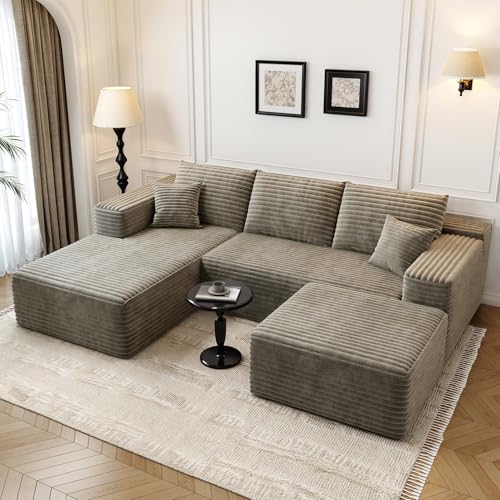 Modular Sectional Sofa with Ottoman, U-Shaped Deep Seat Couch for Living Room O870