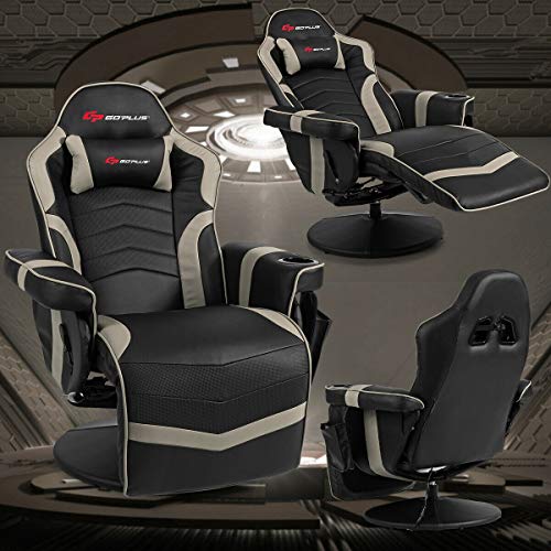 Massage Gaming Chair with Adjustable Backrest and Footrest G669073