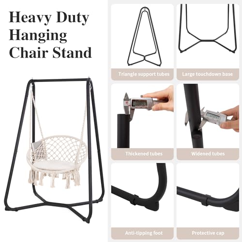 Hammock Chair with Stand, Heavy Duty Hanging Chair, 330 lbs Capacity, Grey X338230