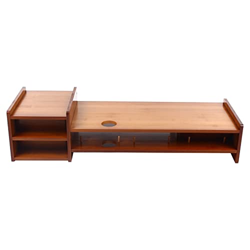 Adjustable Monitor Laptop Stand with Storage Drawer, Wood Color L75987