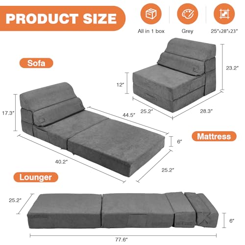 Folding Sofa Bed Convertible Sleeper Chair with Back Support I89003