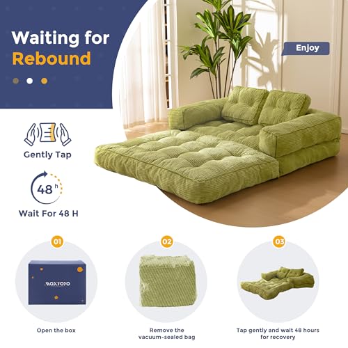 Folding Sofa Bed, L-Shaped Convertible Sleeper Couch with Armrest and Pillow, Dark Grey M375676