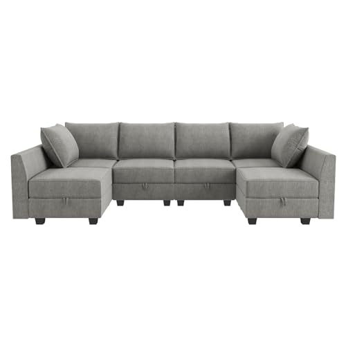Modular Sectional Sofa with Storage, Grey Z479035