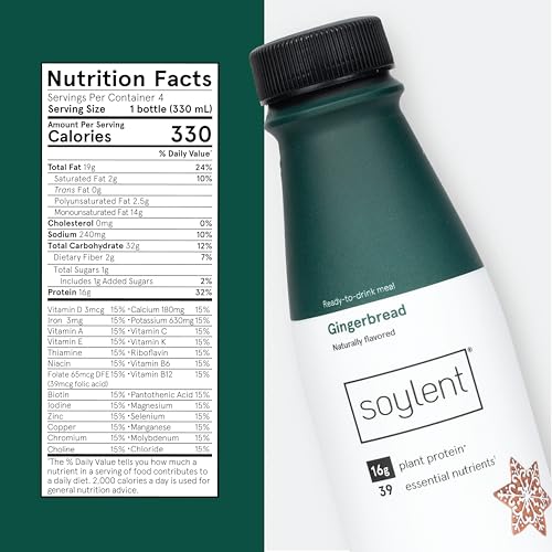 Gingerbread Meal Replacement Shake, Plant Based Protein Drink, 11oz (12 Pack) B2352