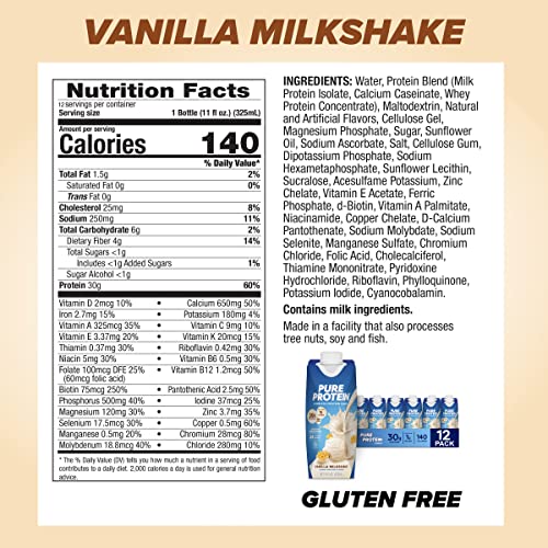 Strawberry Protein Shake, 30g Protein, Ready to Drink, 11oz Bottles, 12 Pack J47857