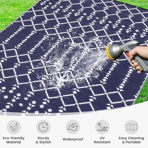 Waterproof Outdoor Rug 5x8 ft, Reversible Plastic Straw Patio Mat Z2613