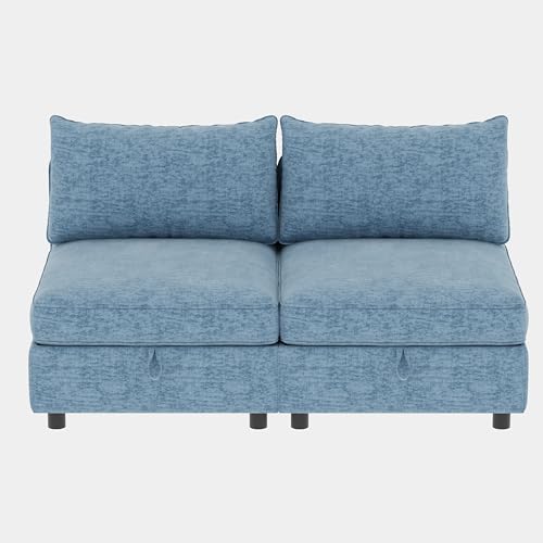 Modular Storage Sectional Sofa with Movable Ottomans, U-Shaped Chenille U839651