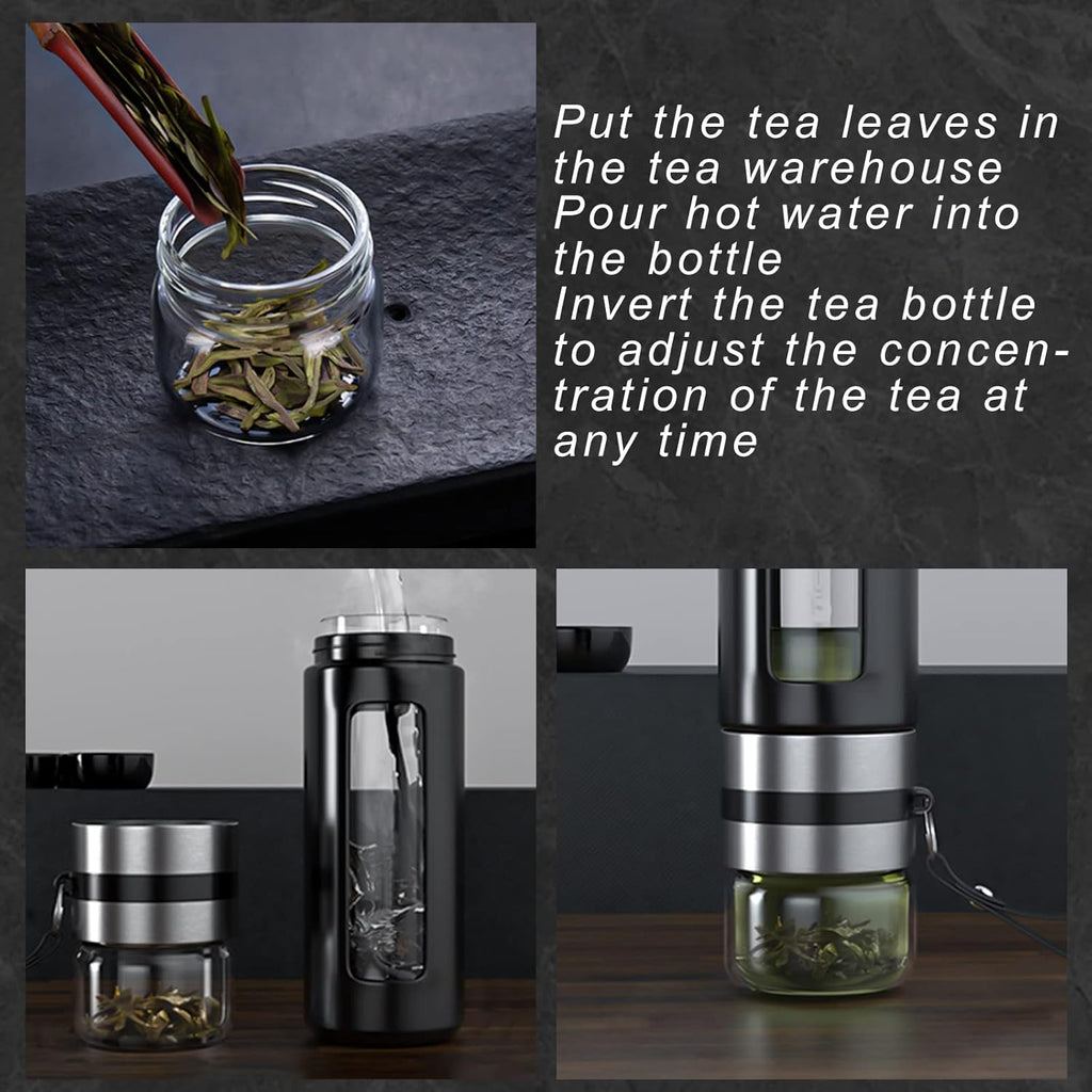 Glass Tea Infuser Bottle Double Wall with Strainer M661523