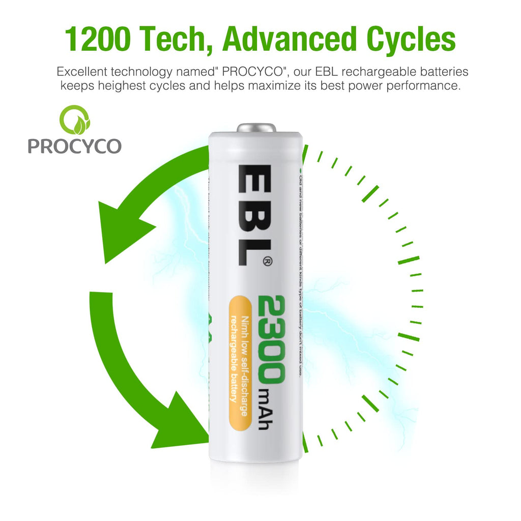 AA Rechargeable Batteries 2300mAh NiMH, Pack of 12 T1220