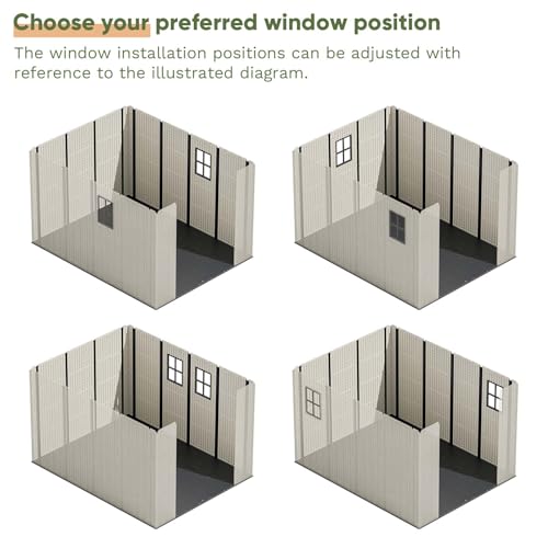 Outdoor Plastic Storage Shed with Floor, Window and Lockable Door A4787