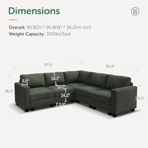 Corduroy Modular Sectional Couch with Storage, L-Shaped, 6 Seater, Dark Gray X823135