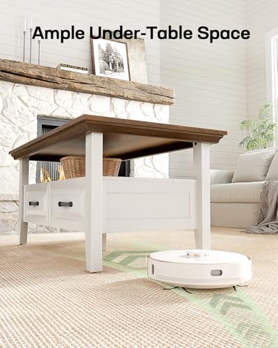 Lift Top Coffee Table with Open and Hidden Storage, Modern Fluted Design S200567
