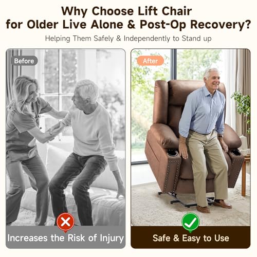 Power Lift Recliner Chair for Elderly with Heat and Massage, Adjustable Positions, Dark Brown P618617