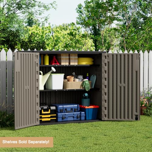 Outdoor Vertical Storage Shed, 57 Cu.ft, Waterproof, Lockable, Brown G868262