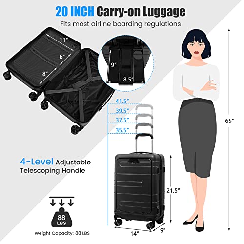 Carry On Luggage 20 Inch Hardside Suitcase with Front Pocket and USB Port G757302