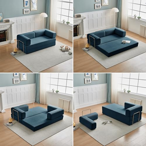 Foldable Floor Sofa Bed with Pillow Back and Armrest, Dark Gray S29408