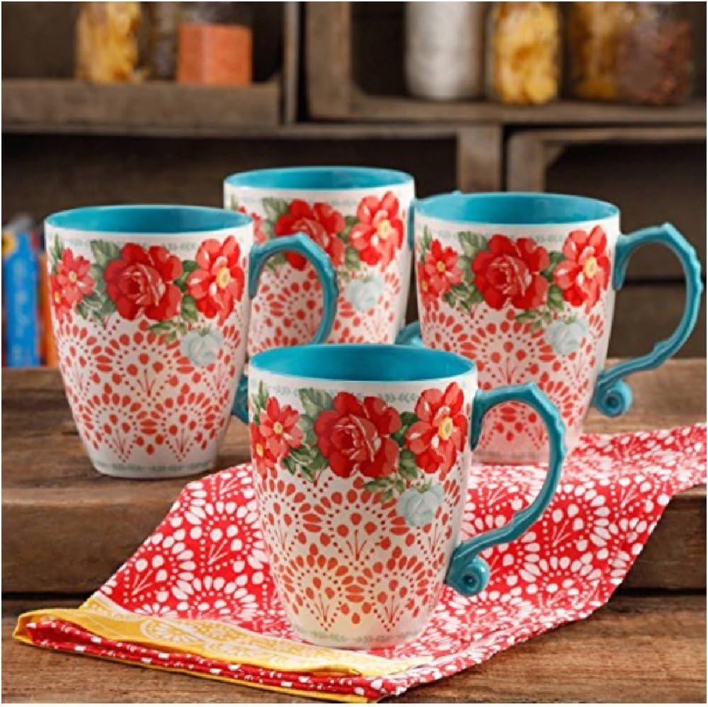 Vintage Floral 26-Ounce Jumbo Latte Mug Set, Set of 4 W460289