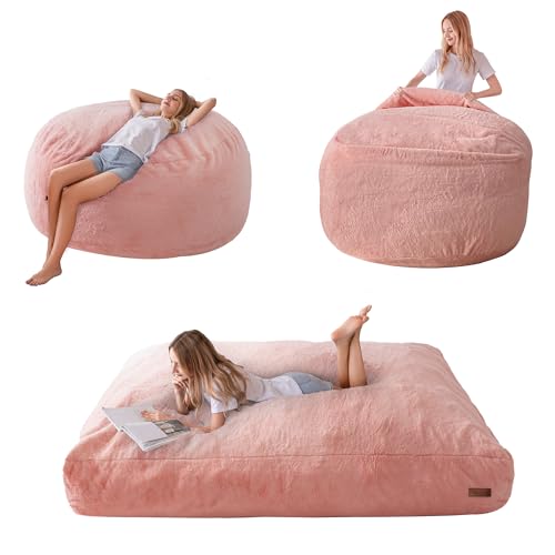 Giant Bean Bag Chair Bed for Adults, Convertible Floor Sofa Mattress R473823