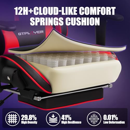 Gaming Chair with Speakers, Recliner with Footrest, Height Adjustable I3670