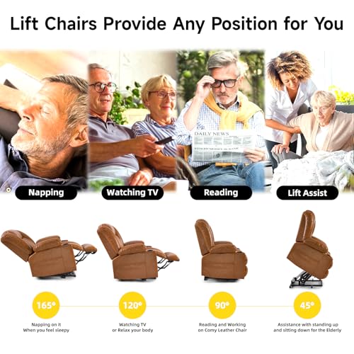 Power Lift Recliner Chair for Elderly with Heat and Massage, Adjustable Positions, Dark Brown P618617