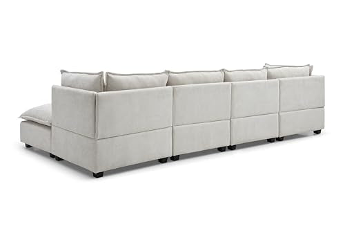 Modular Sectional Sofa with Ottoman, U-Shaped Lounge Couch H930