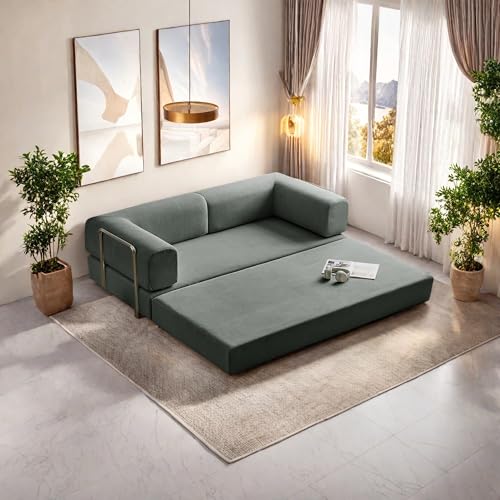 Foldable Floor Sofa Bed with Pillow Back and Armrest, Dark Gray S29408