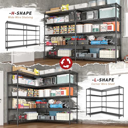 Metal Storage Shelving Unit 5-Tier Heavy Duty Adjustable Wire Shelves F25196