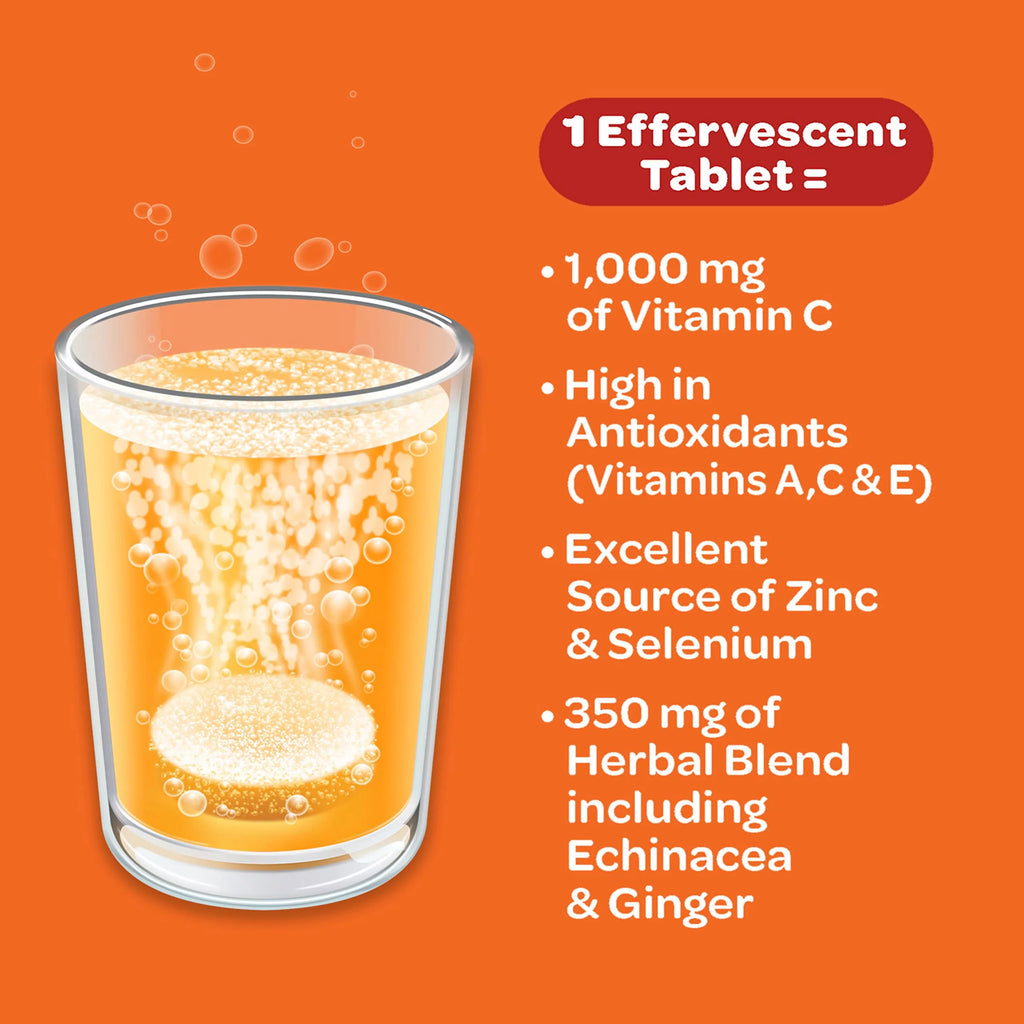 Vitamin C with Zinc Effervescent Tablets, Immune Support, Orange Flavor D202055