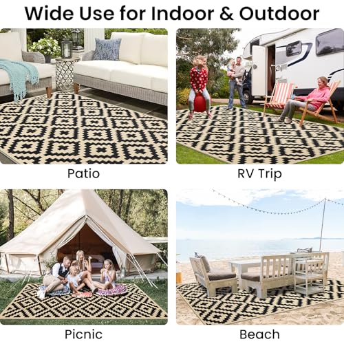 Waterproof Outdoor Rug 5x8 ft, Reversible Plastic Straw Patio Mat Z2613