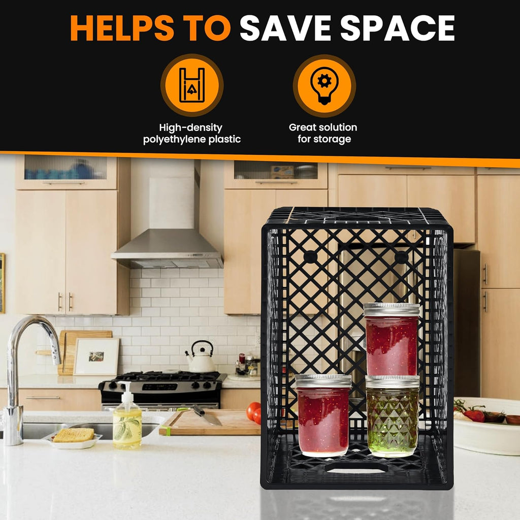 24QT Plastic Heavy-Duty Milk Crate, Black Y977