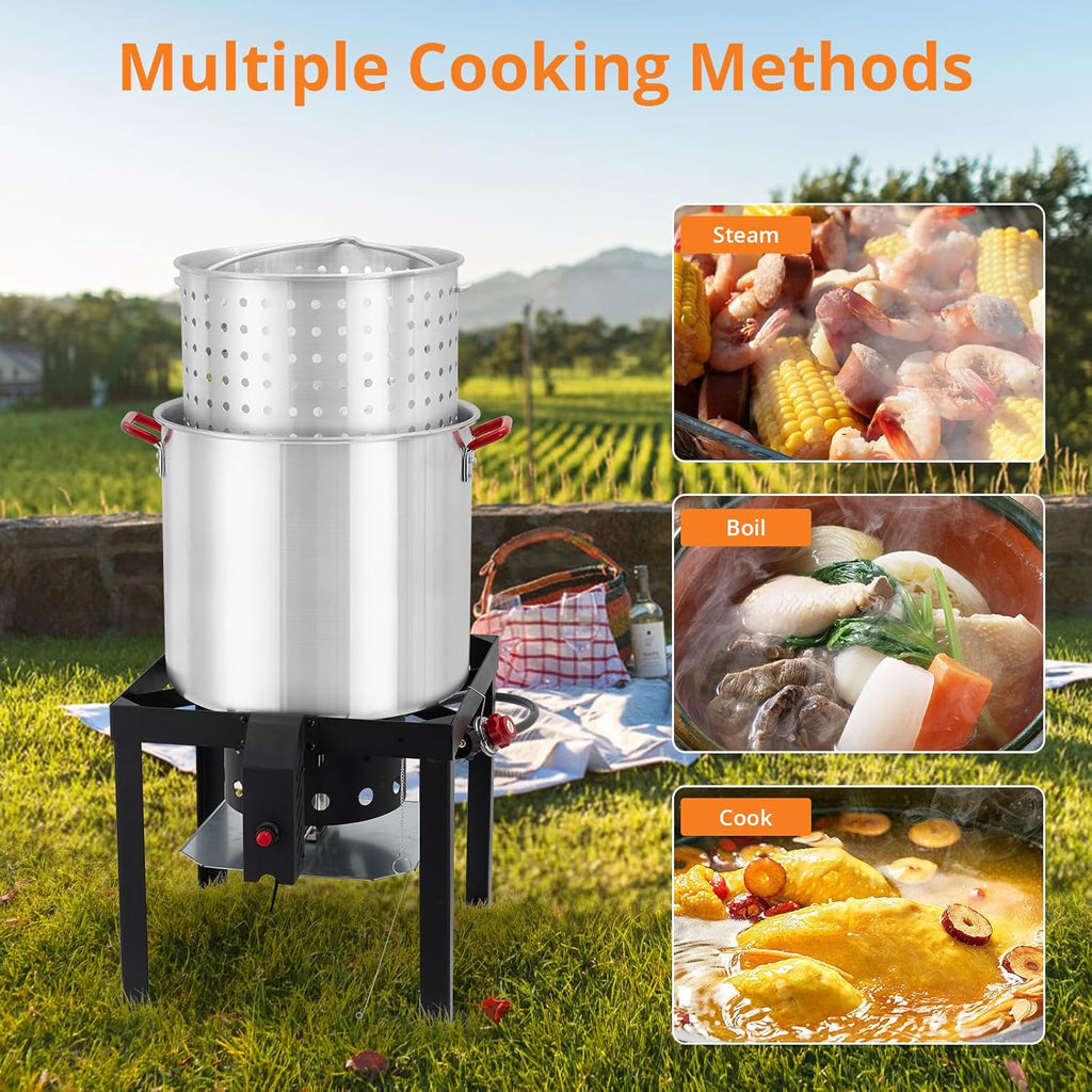 Seafood Boil Pot with Steam Basket and Propane Burner M618437