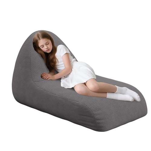 Unicorn Bean Bag Chair for Kids with Filler, Corduroy Floor Lounger, Pink W9694