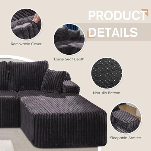 Modular L-Shape Sectional Sofa with Oversized Chaise A47792