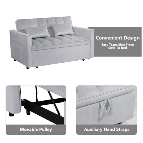 Convertible Sleeper Sofa Bed with Pull-Out Bed and Adjustable Backrest V521
