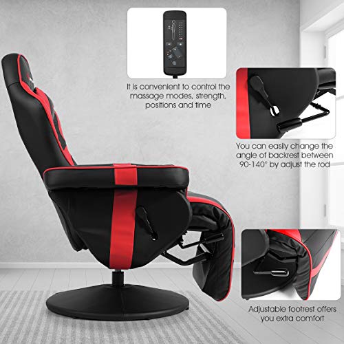 Massage Gaming Chair with Adjustable Backrest and Footrest G669073