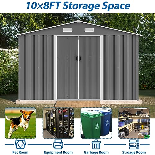 Outdoor Storage Shed, Heavy-Duty All-Weather Tool Shed with Lockable Doors C3585