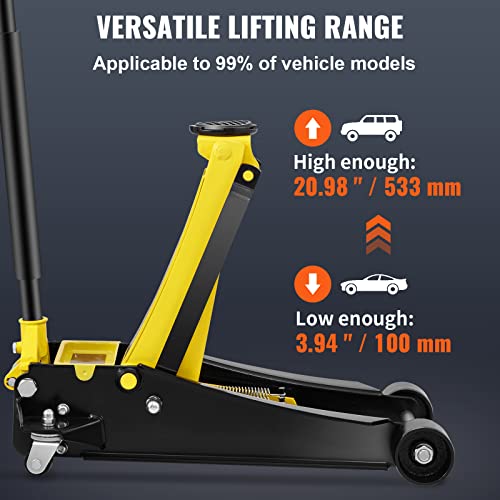 4 Ton Low Profile Steel Racing Floor Jack with Dual Pistons Quick Lift Pump X690